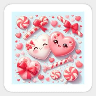 Cute Valentine's Day Hearts Candy Valentines Love Sticker